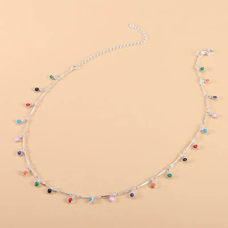 Fashion Simple Candy Color Tassel Necklace