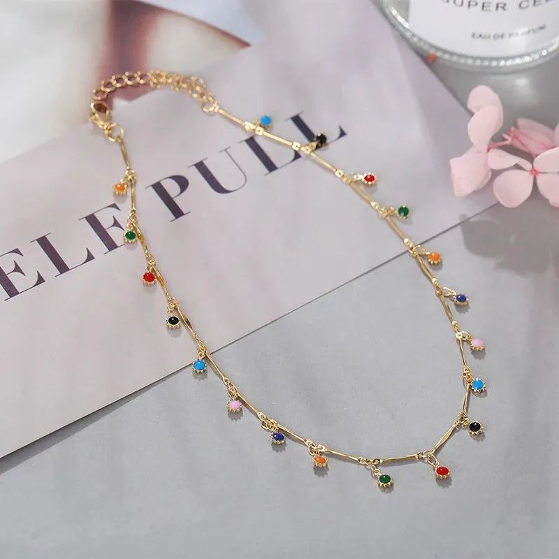 Fashion Simple Candy Color Tassel Necklace