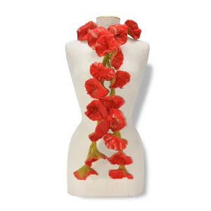 Felted Flower on Vintage Silk Scarves- Red