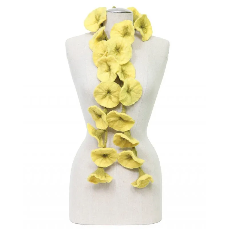 Felted flower scarves - Yellow/Green