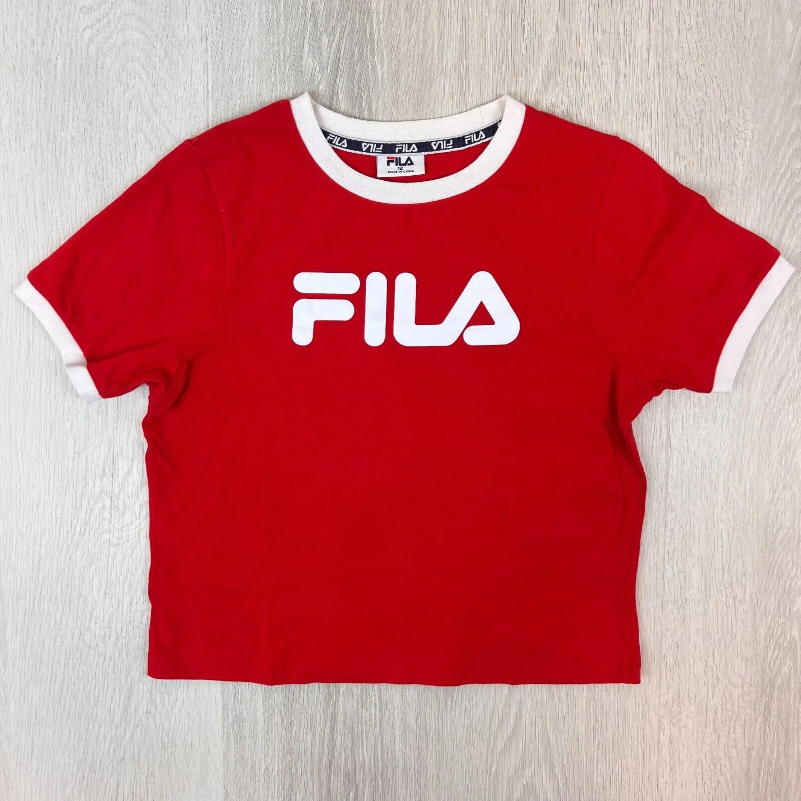 Fila Womens Red Cropped T-Shirt Size Small (2 Shirts)