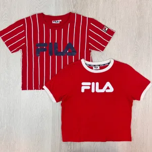 Fila Womens Red Cropped T-Shirt Size Small (2 Shirts)