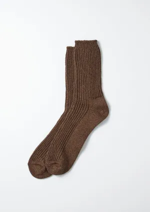 FINAL SALE: Recycled Cotton Marl Socks - Khaki Brown