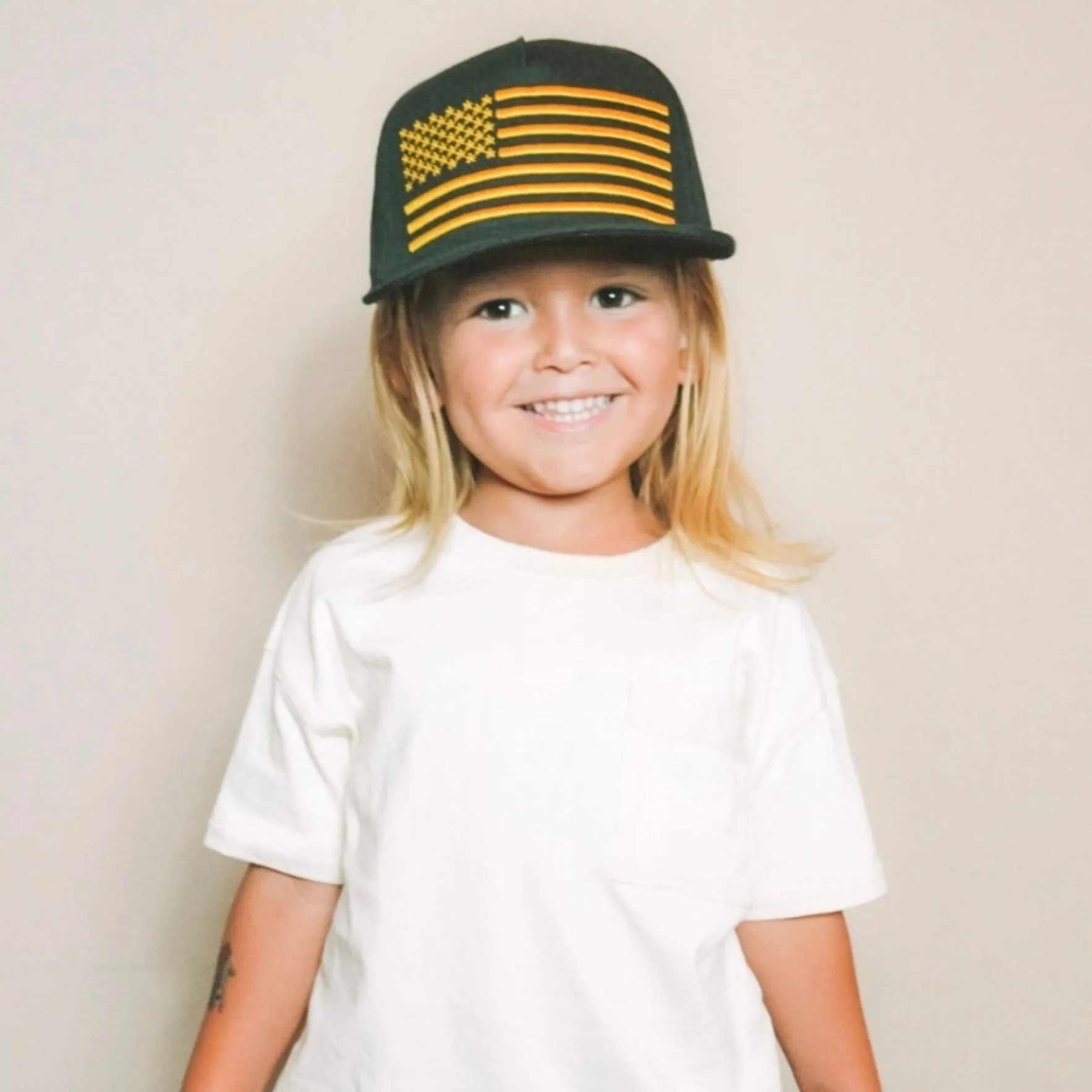 FINAL SALE - USA Gold Flag Trucker Hat