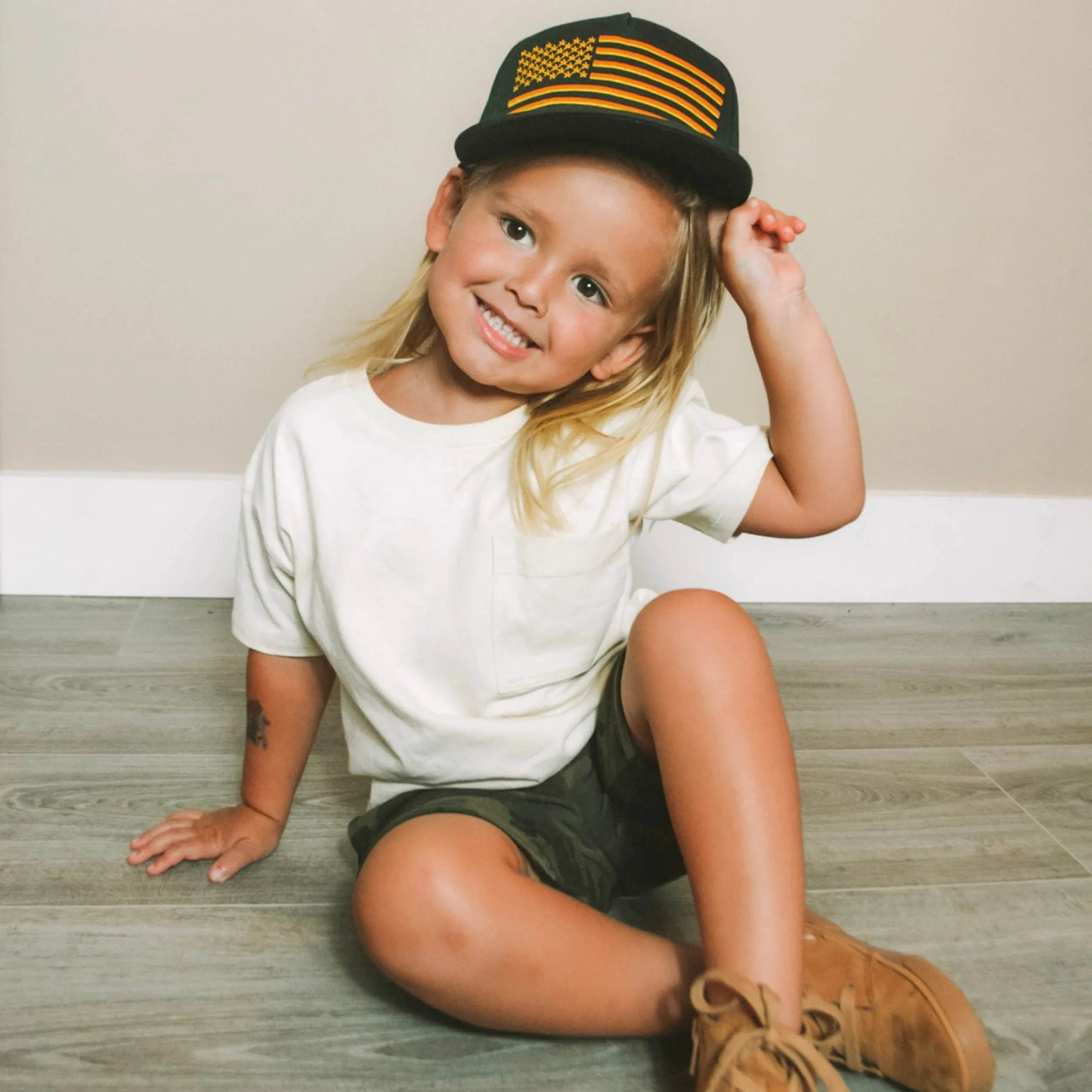 FINAL SALE - USA Gold Flag Trucker Hat