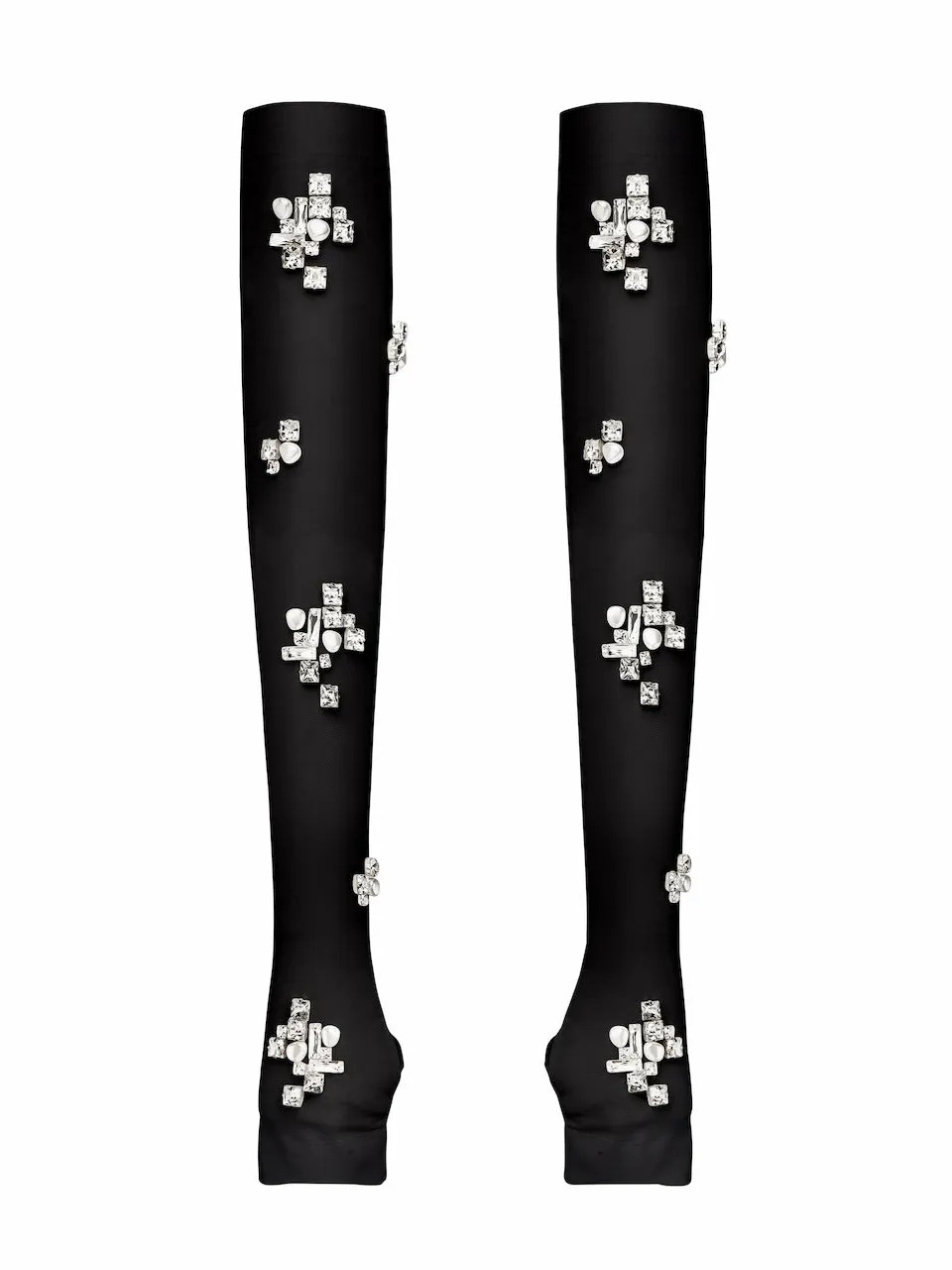 FINGERLESS GLOVES WITH JEWEL AND PEARL EMBELLISHMENTS