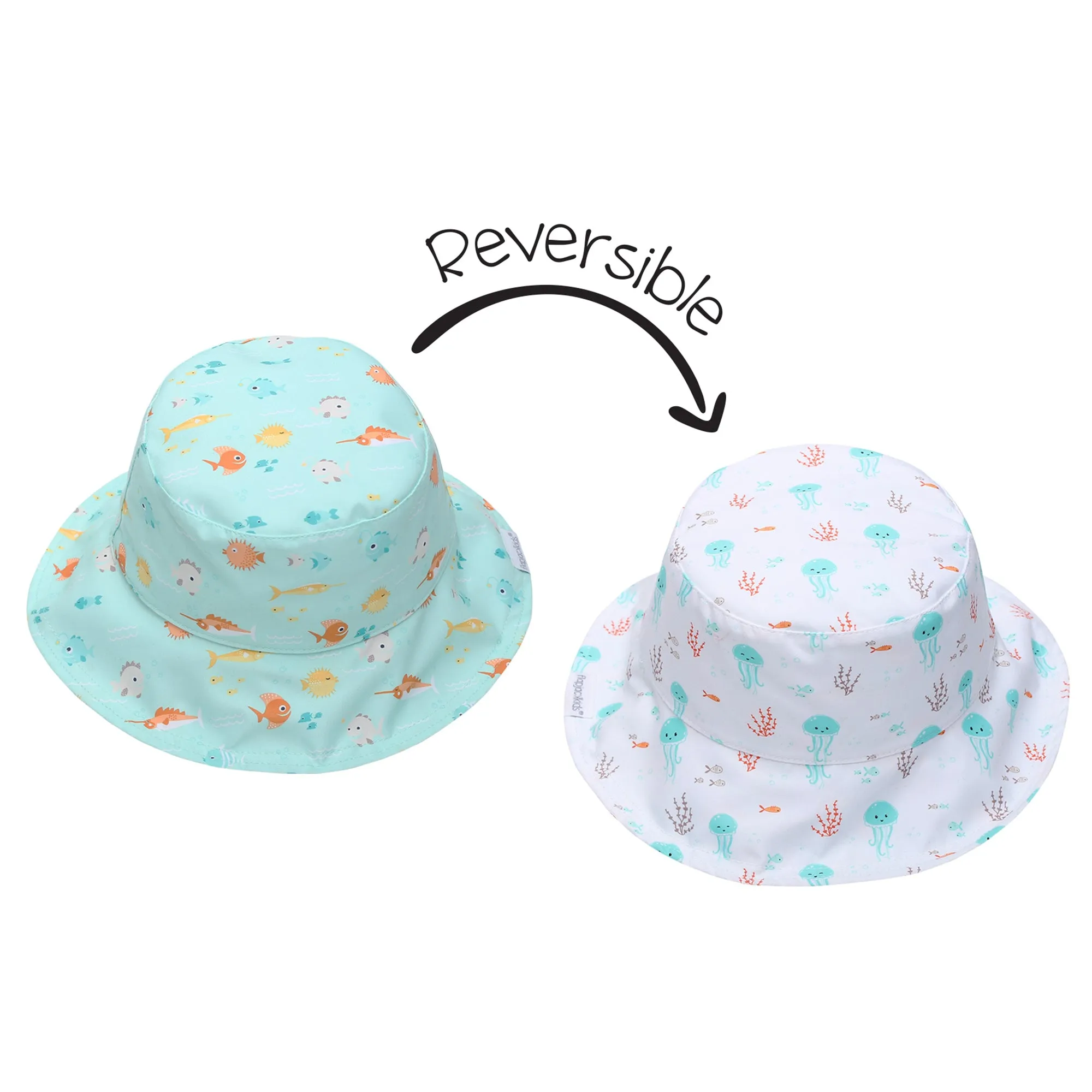 Flapjack/Reversible Sun Hat Fish/Jellyfish - S