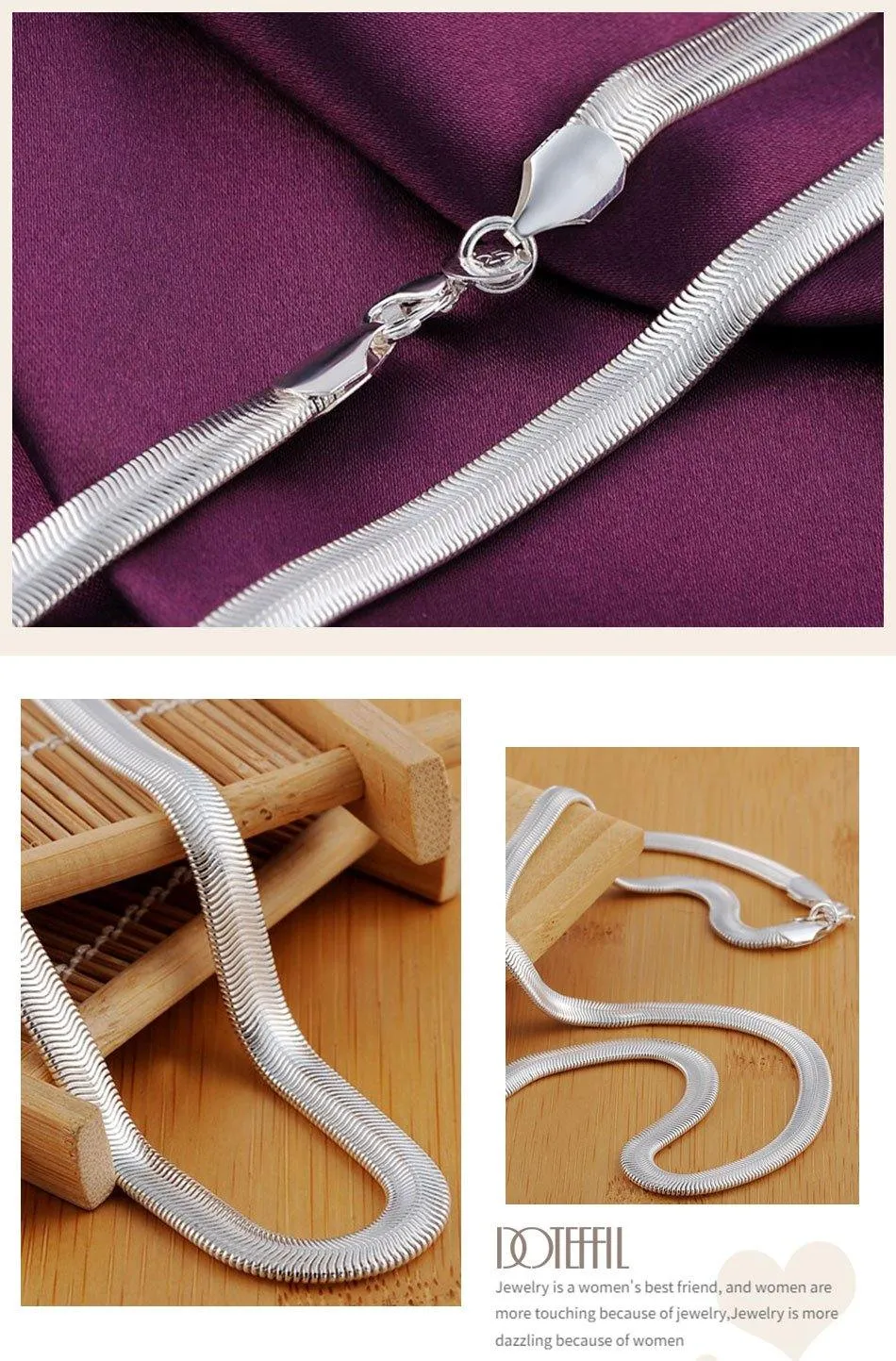 Flat Snake Chain Necklace For Women