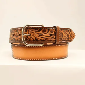 FLORAL STAMP NAME BELT