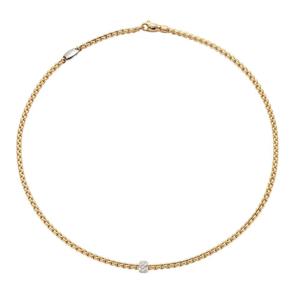 Fope Yellow Gold and Diamond Eka Tiny Necklace