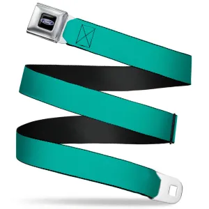 Ford Oval Full Color Black/Blue Seatbelt Belt - Teal Webbing
