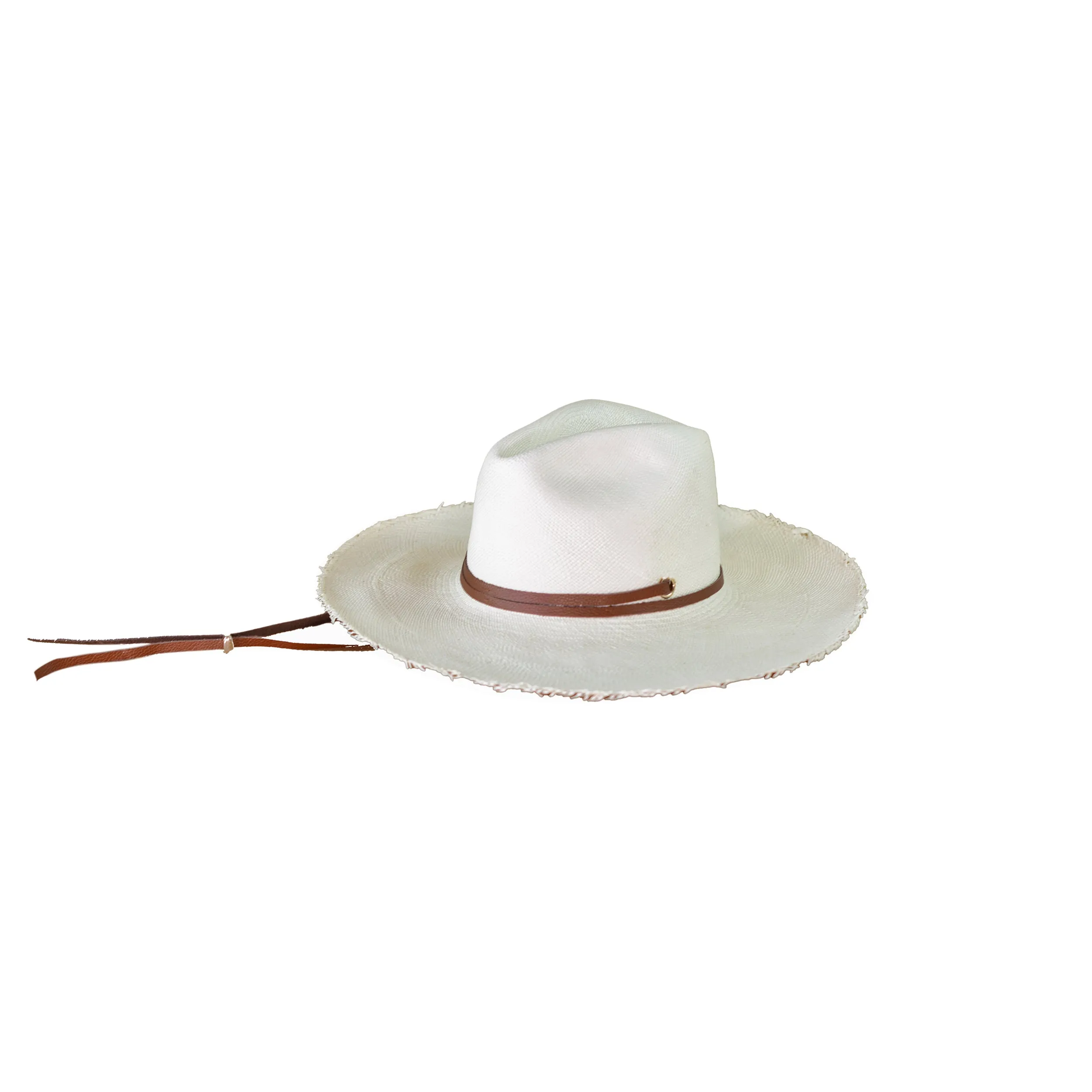Frayed Fedora Long Brim With Adjustable Leather Band