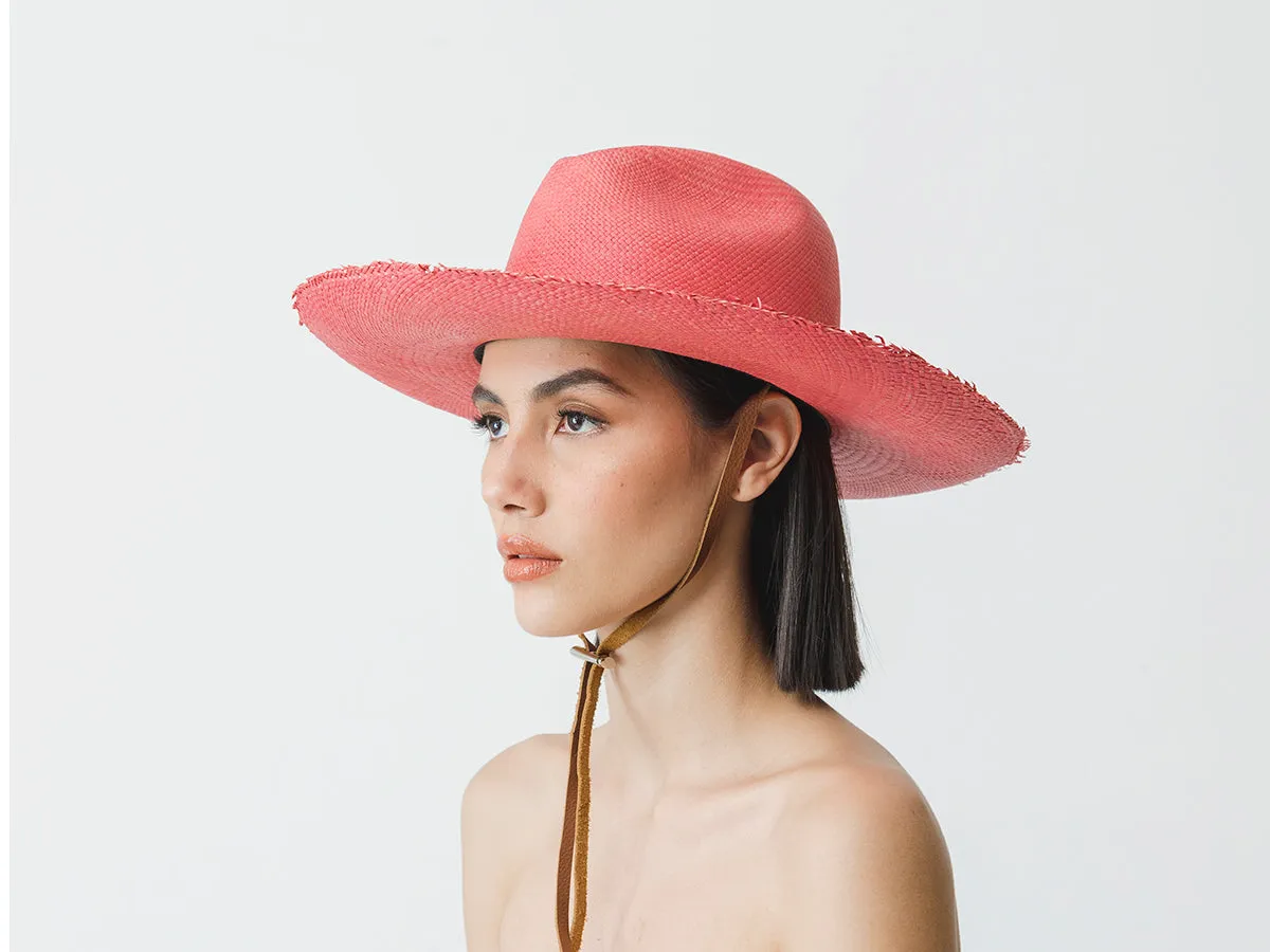 Frayed Fedora Long Brim With Adjustable Leather Band