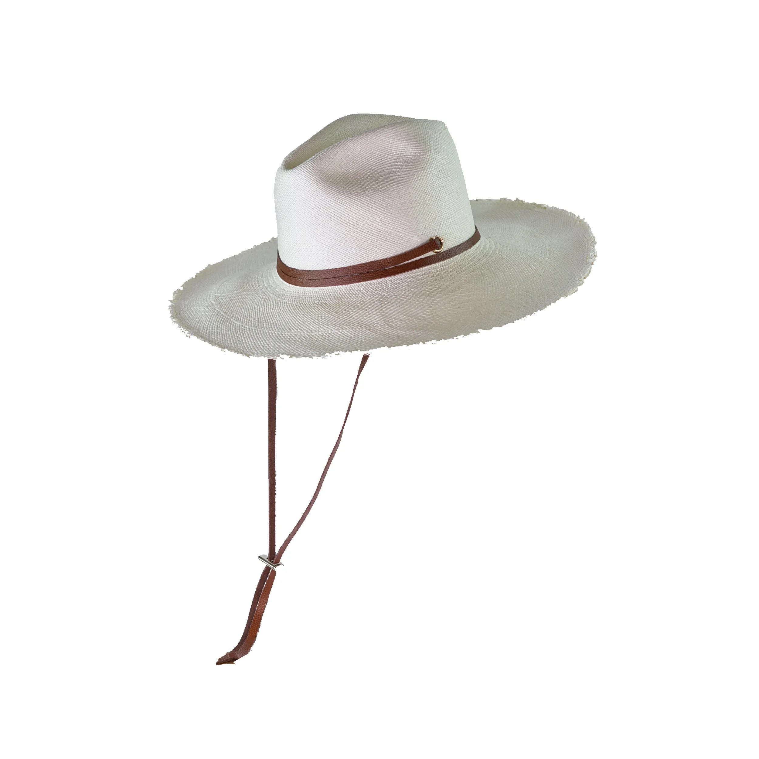 Frayed Fedora Long Brim With Adjustable Leather Band