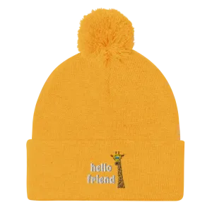 Friendly Giraffe Beanie with Pom Pom (Adult)