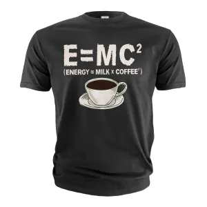 Funny Energy milk coffee science T-shirt Mass–energy equivalence Tee E = mc2 Gift tee
