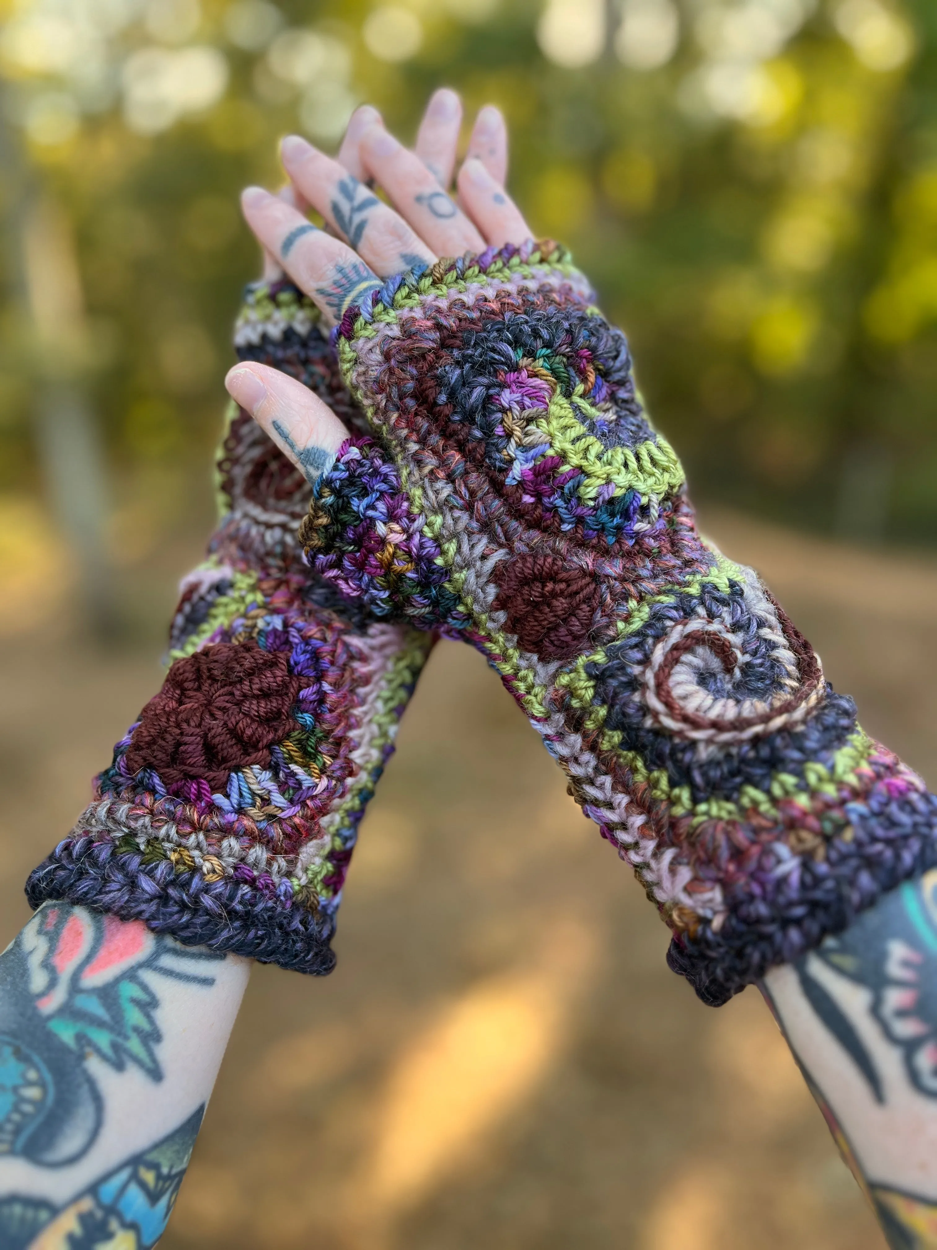 Galaxy Freeform Crochet Gloves