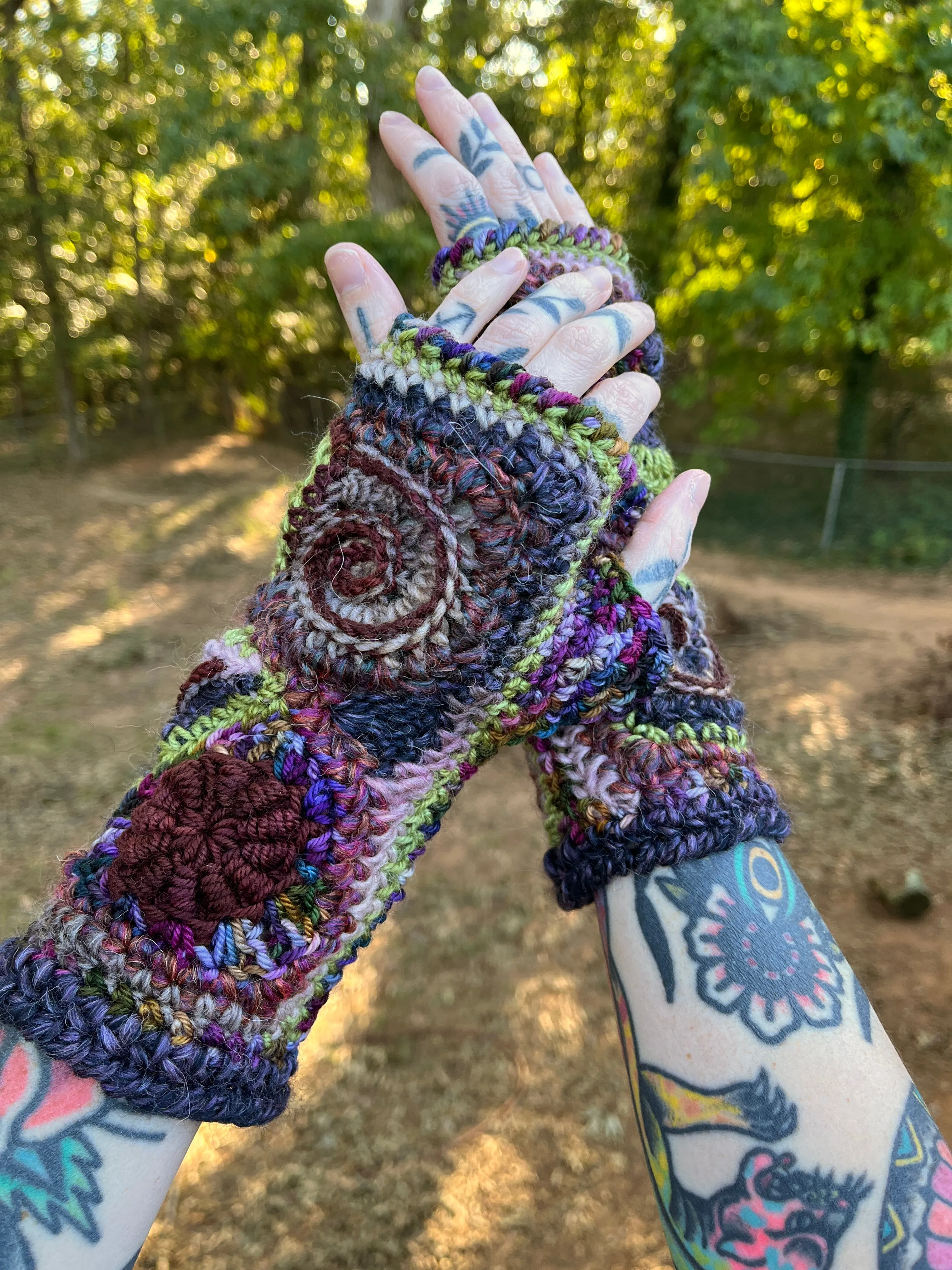 Galaxy Freeform Crochet Gloves