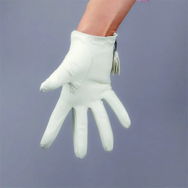 Genuine Color Leather, Touch Screen Leather Gloves (18cm)