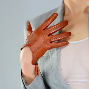 Genuine Color Leather, Touch Screen Leather Gloves (18cm)