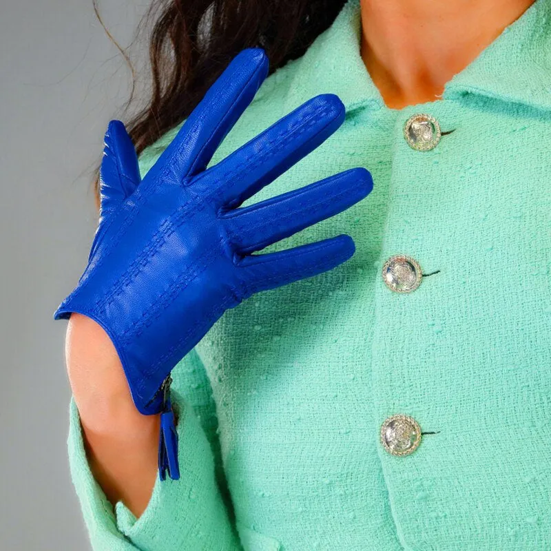 Genuine Color Leather, Touch Screen Leather Gloves (18cm)