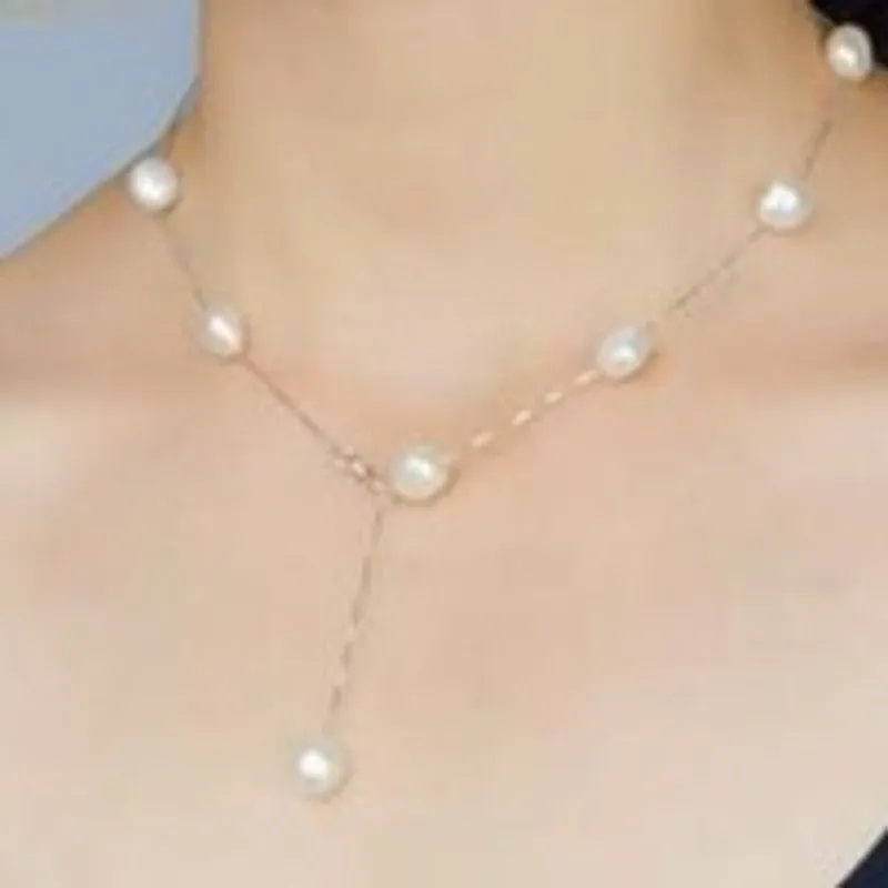 Genuine Freshwater Baroque Necklace Silver For Women Wedding Jewelry