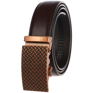 Genuine Leather Adjustable Ratchet Slide Buckle Belt One Size Fits Al