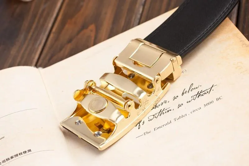 Genuine Leather Belt Gold and Black