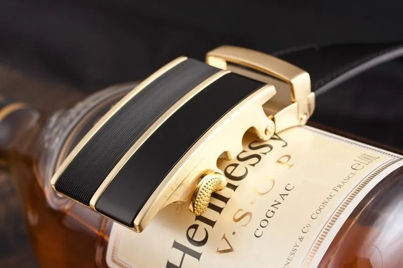 Genuine Leather Belt Gold and Black