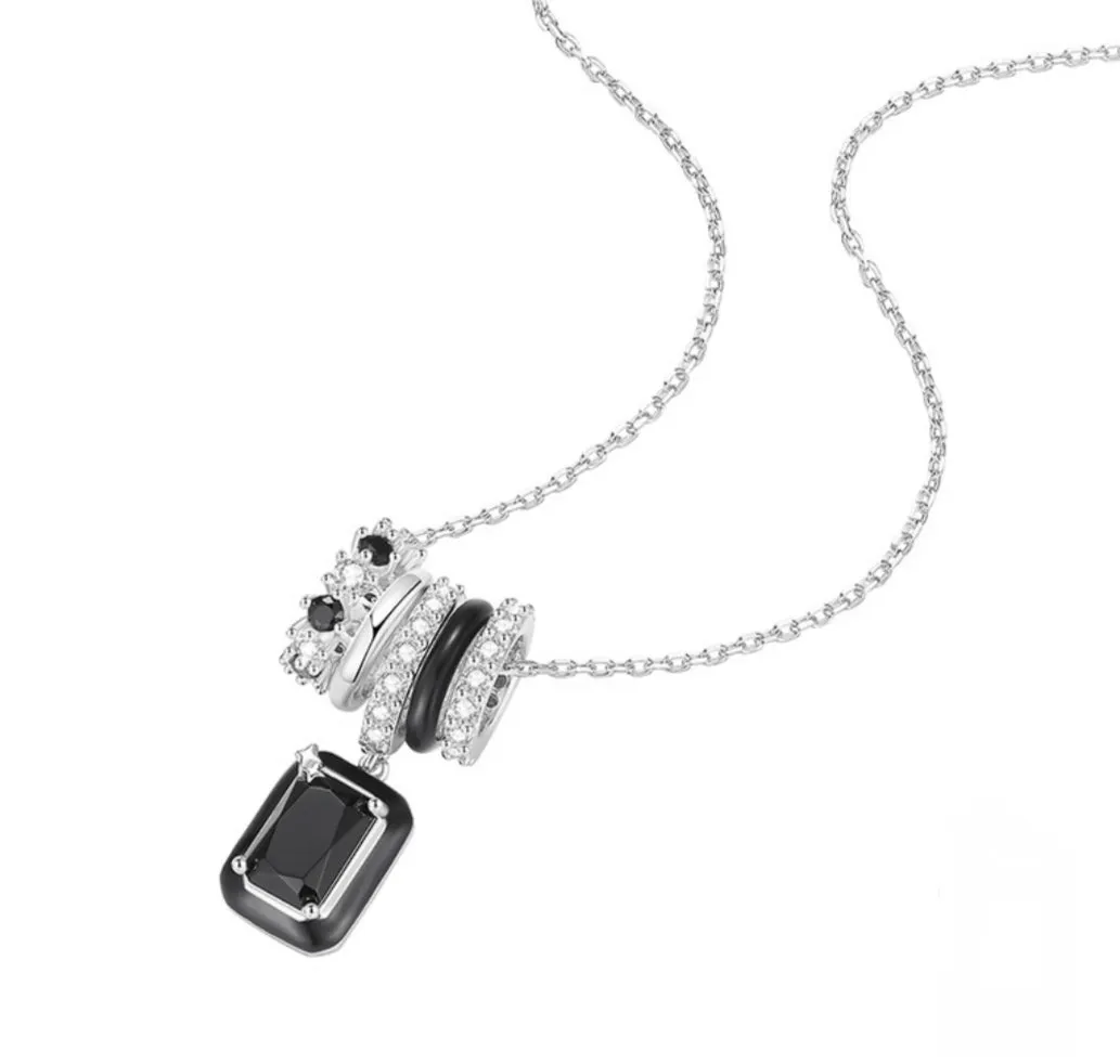 Geometric Black & Pink Matching Necklaces
