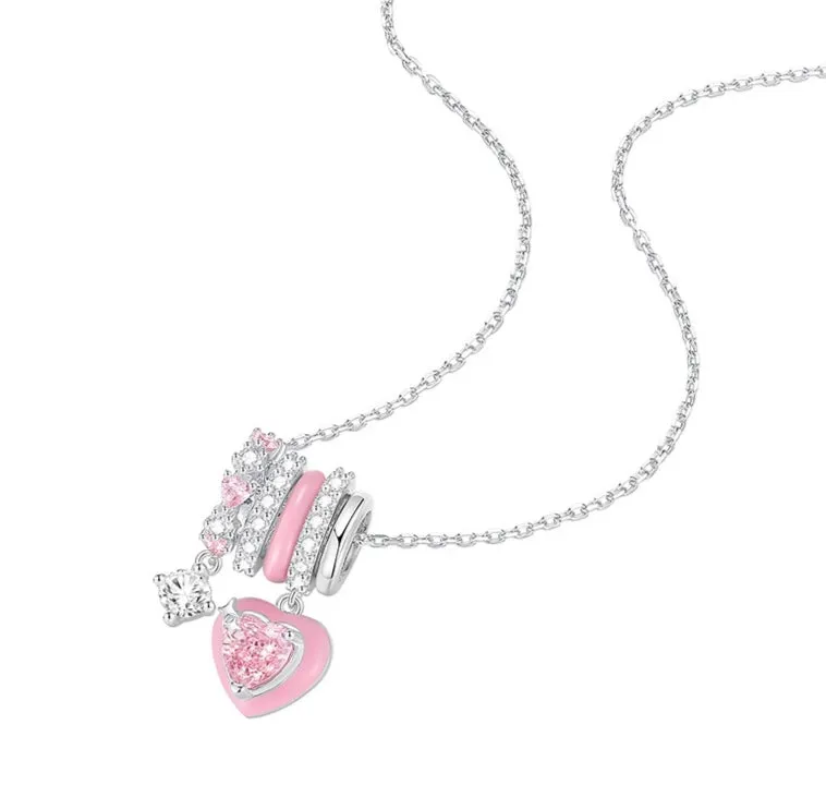 Geometric Black & Pink Matching Necklaces