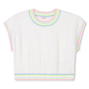 Girls Ivory Short Sleeve Sweater