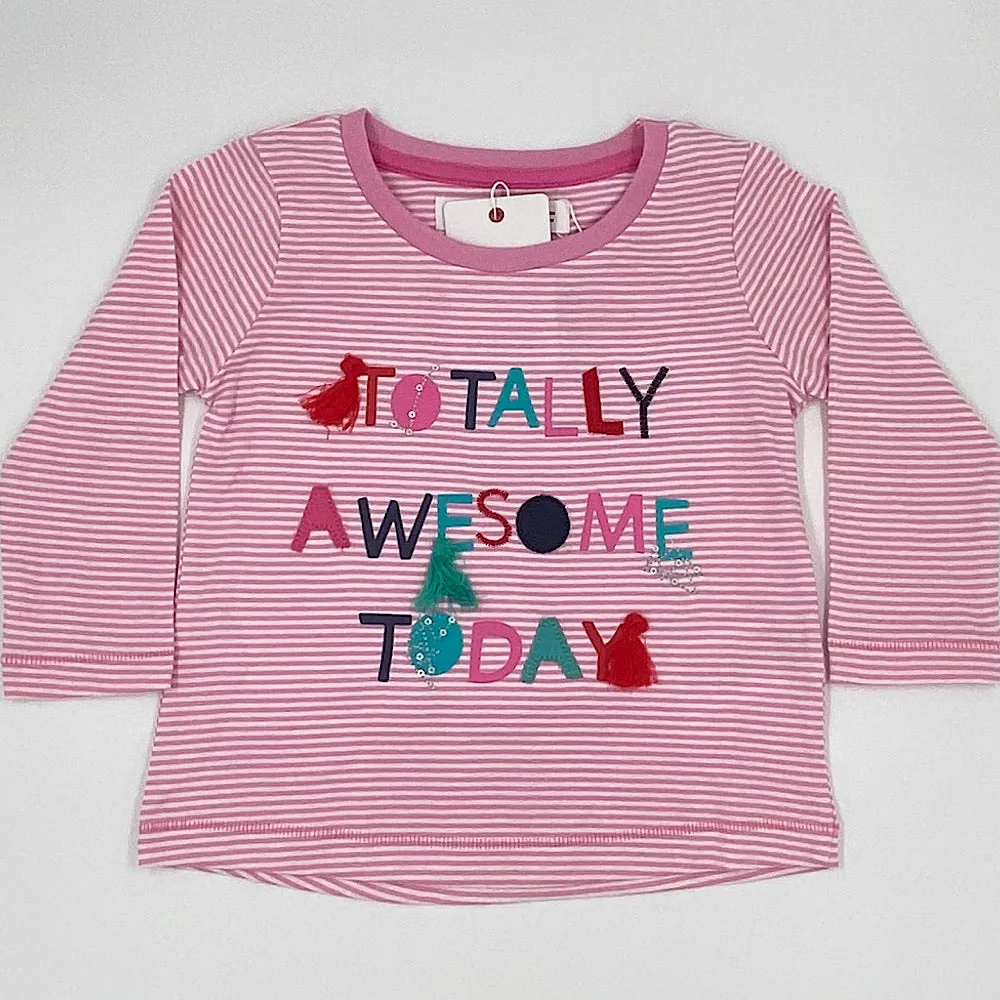 Girls pink and white long sleeve top