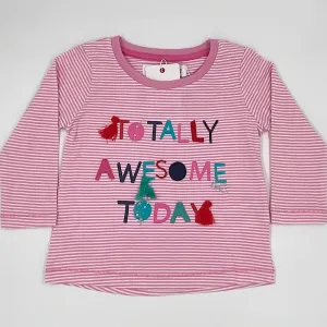 Girls pink and white long sleeve top