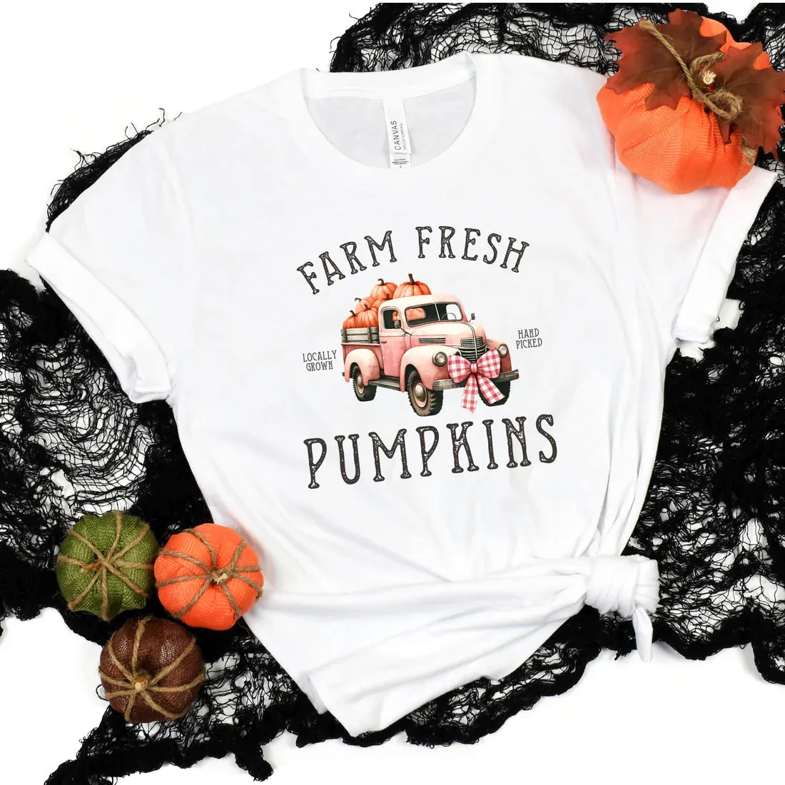 Girly Farm Fresh Pumpkins Graphic Tee