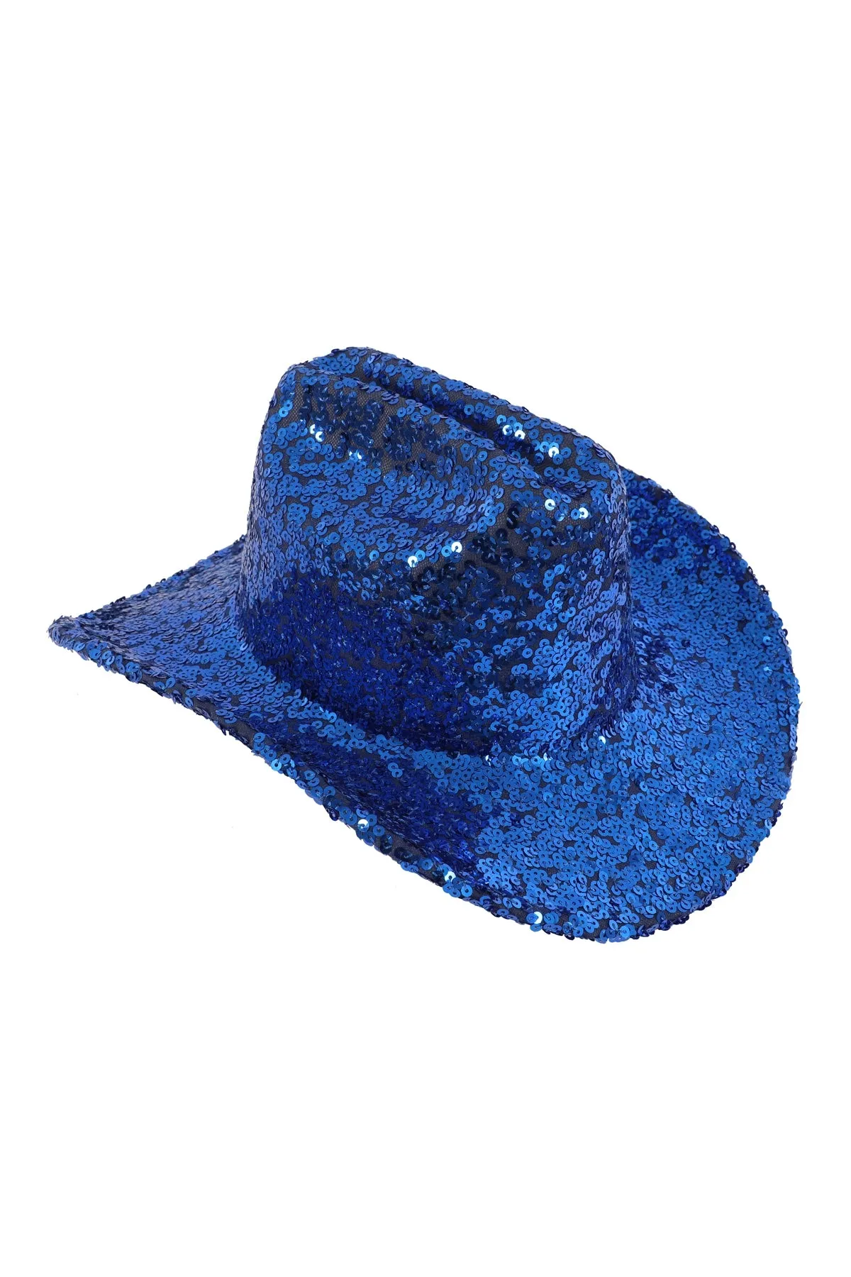 Glitter Solid Color Fedora Cowboy Hat Sapphire - Pack of 6