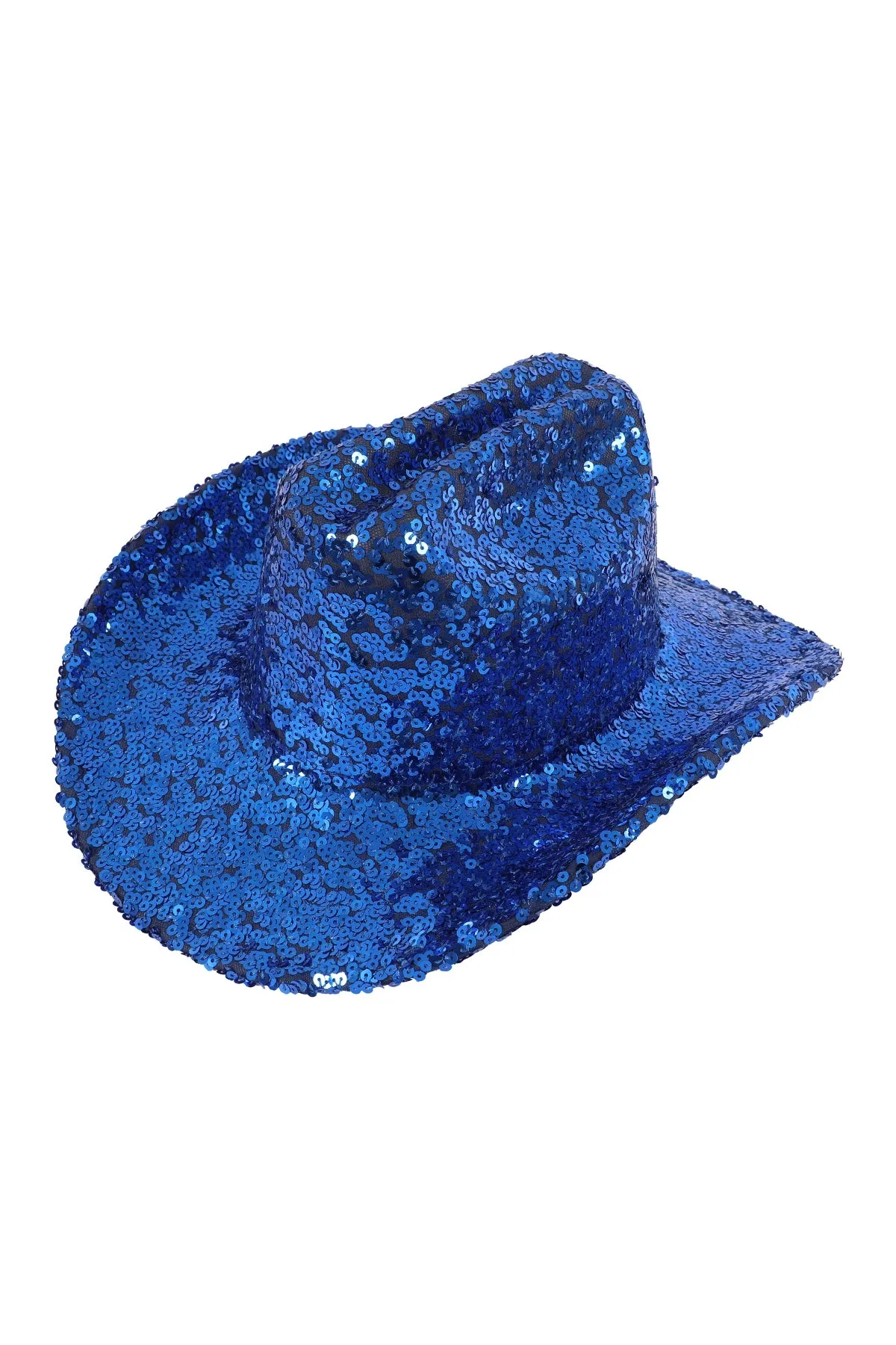 Glitter Solid Color Fedora Cowboy Hat Sapphire - Pack of 6