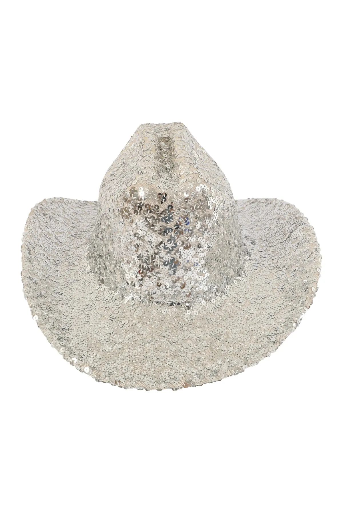 Glitter Solid Color Fedora Cowboy Hat Silver - Pack of 6