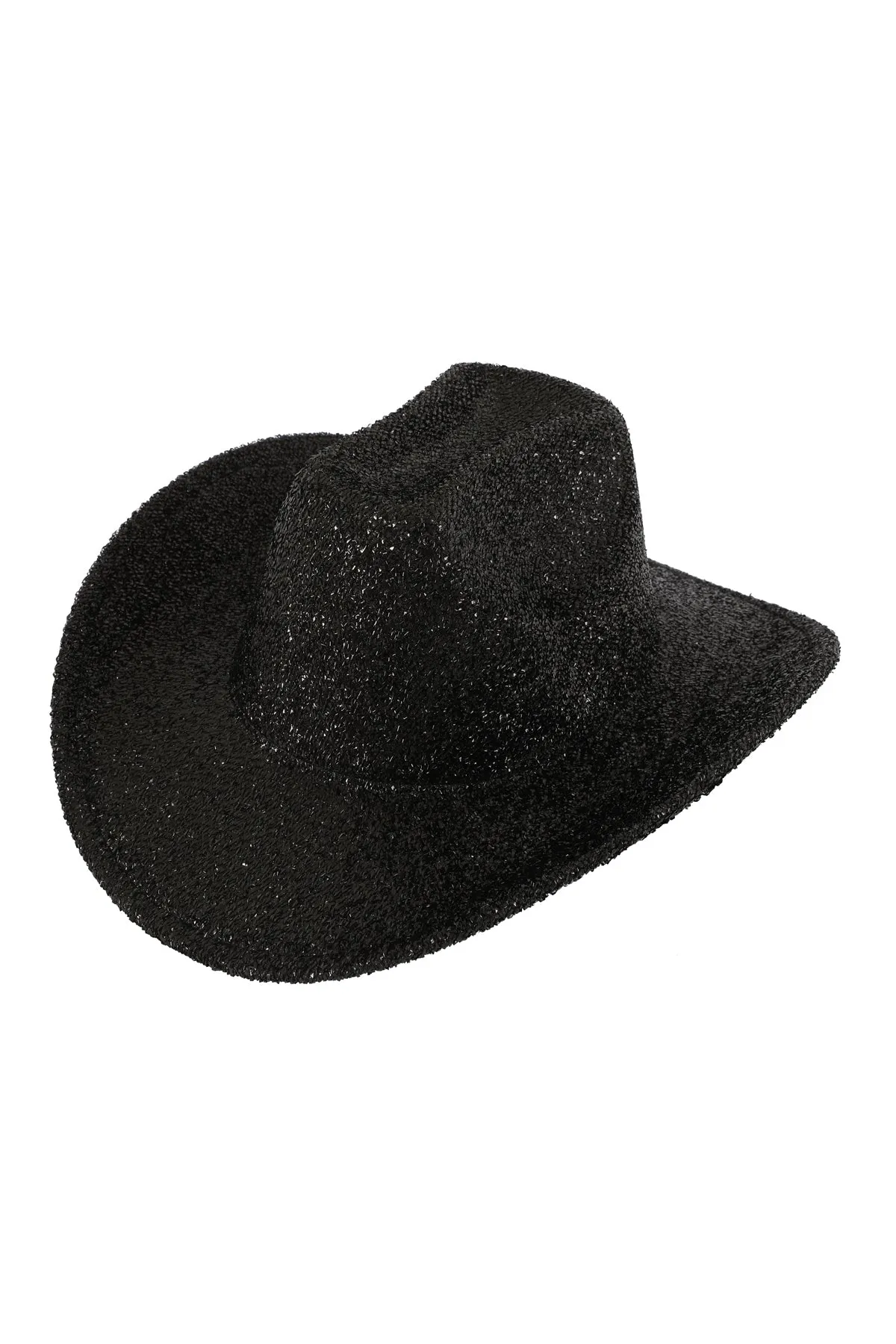 Glitter Solid Color Fedora Hat Black - Pack of 6