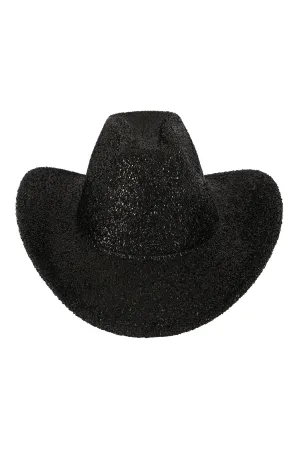 Glitter Solid Color Fedora Hat Black - Pack of 6