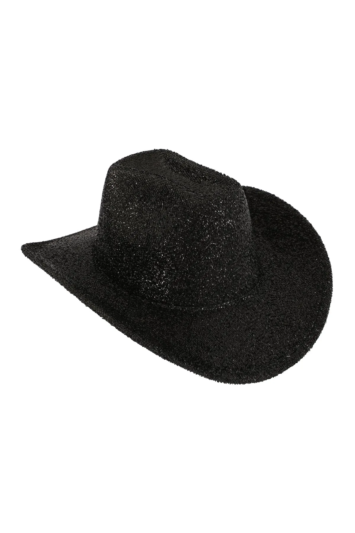 Glitter Solid Color Fedora Hat Black - Pack of 6