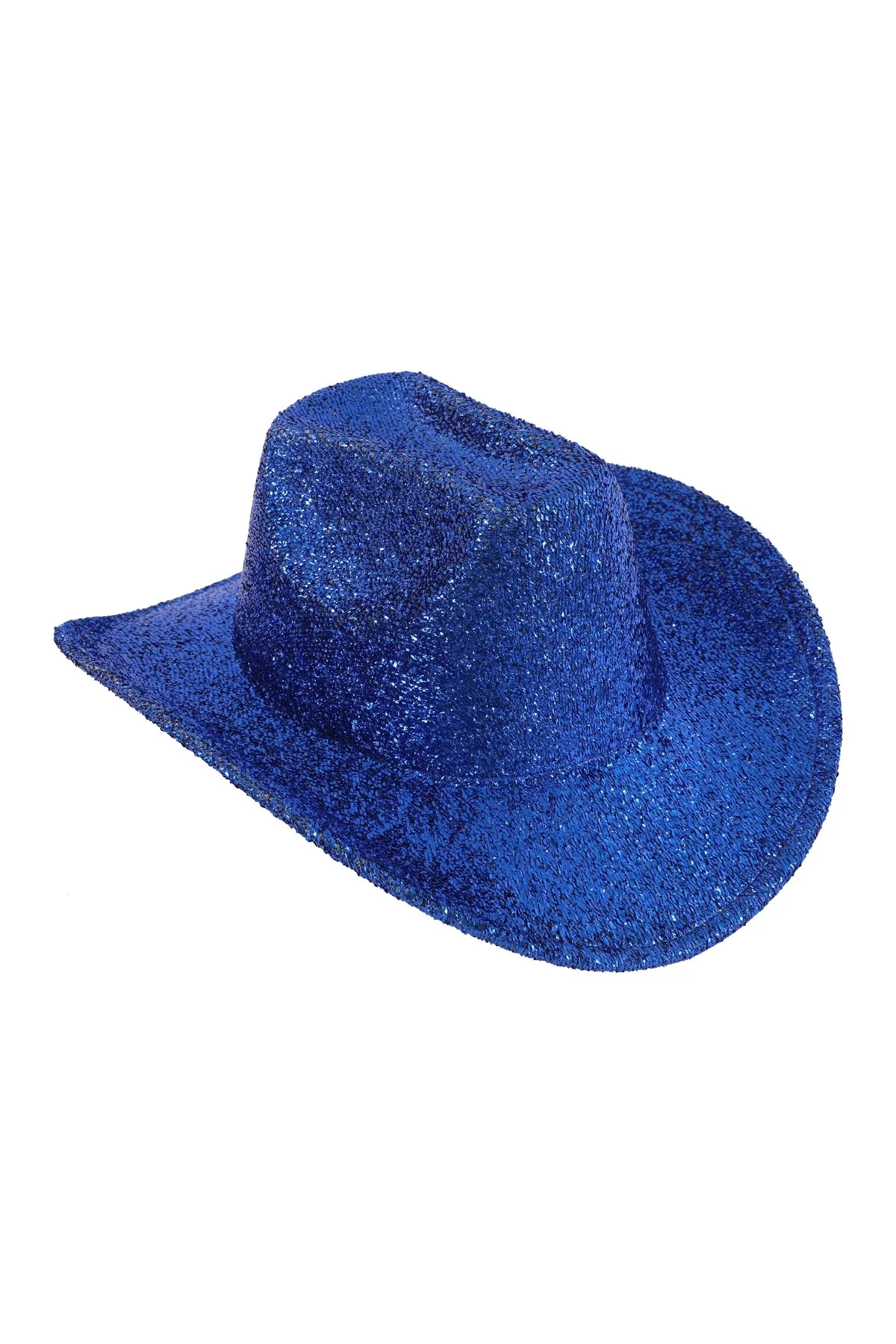 Glitter Solid Color Fedora Hat Sapphire  - Pack of 6