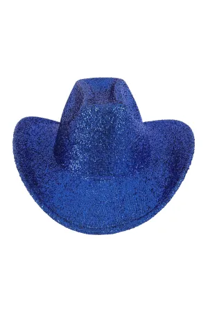 Glitter Solid Color Fedora Hat Sapphire  - Pack of 6