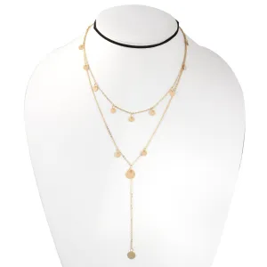 GOLD AND BLACK 2 PCS NECKLACE #SQ6050 (MH8)