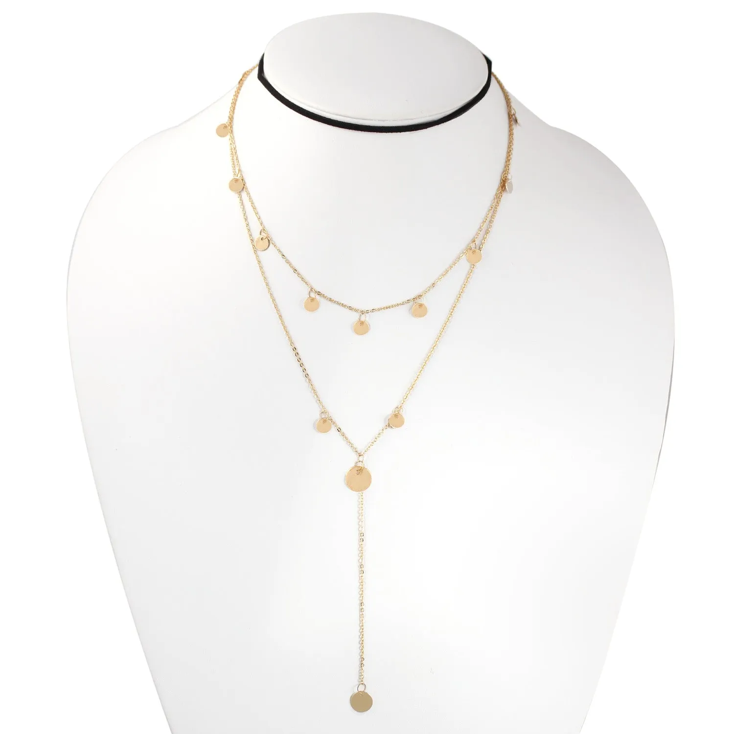 GOLD AND BLACK 2 PCS NECKLACE #SQ6050 (MH8)