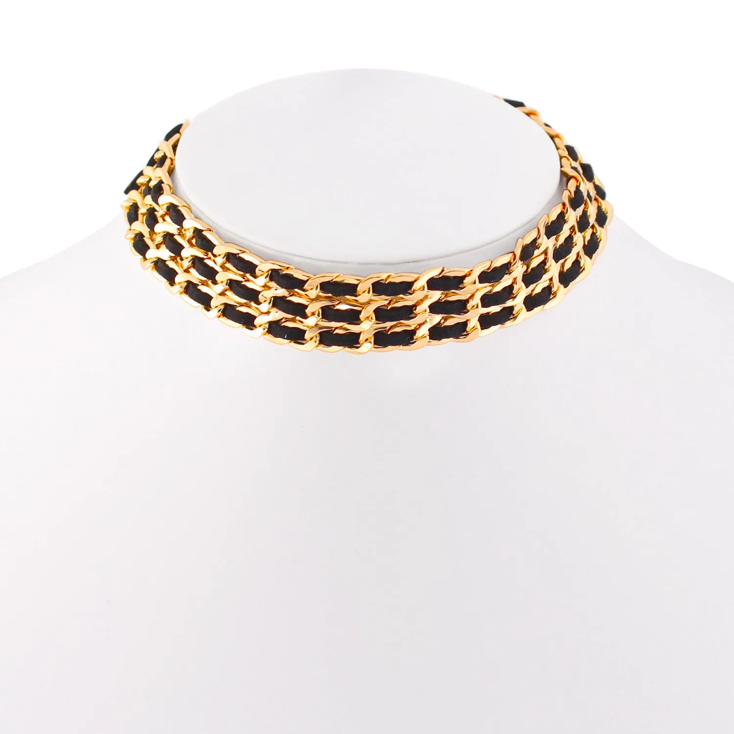 GOLD AND BLACK CHOKER NECKLACES #SQ321-917 (OA18)