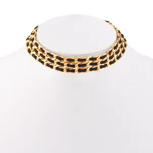 GOLD AND BLACK CHOKER NECKLACES #SQ321-917 (OA18)