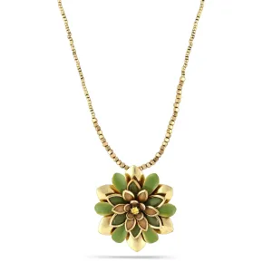 GOLD AND OLIVE FLOWER NECKLACES #216GN1401 (1E6)
