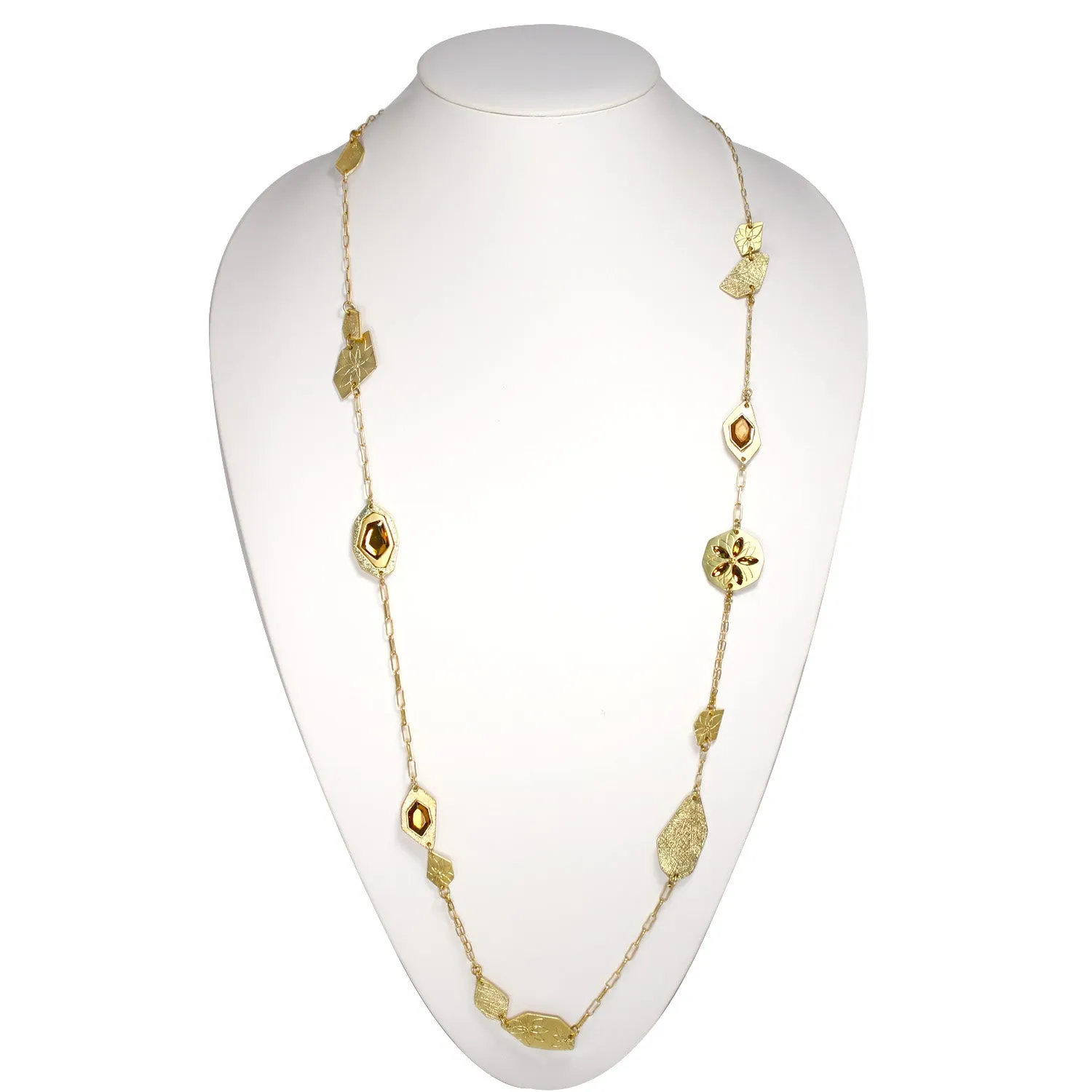 GOLD AND YELLOW CRYSTAL  NECKLACES #252GD1401 (10A1/7A3)