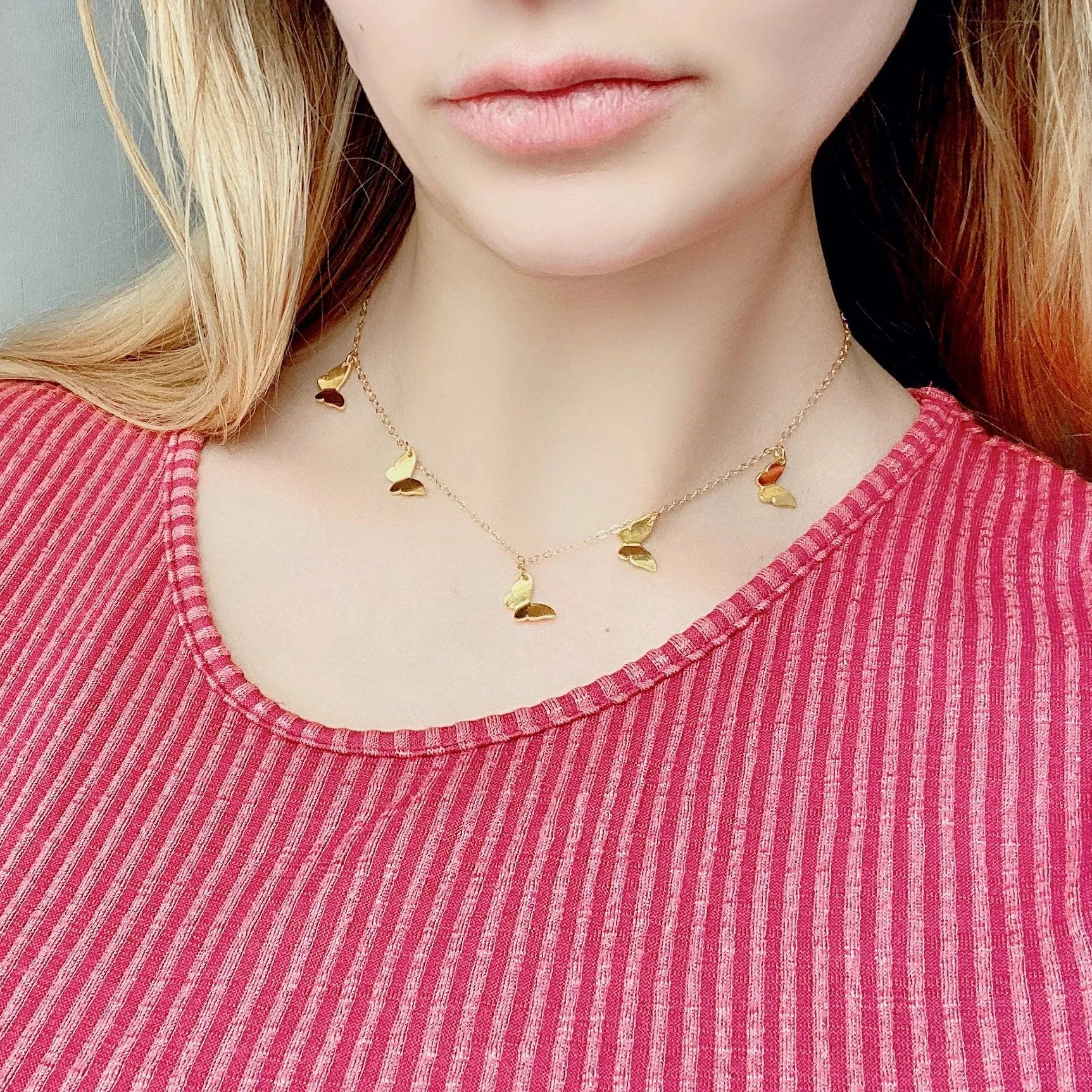 Gold Butterfly Choker 14K Gold Necklace